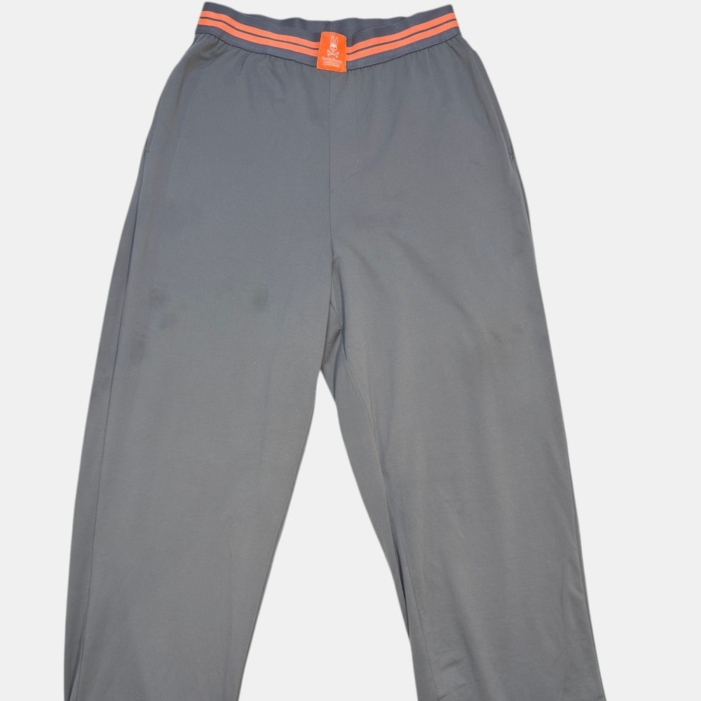 Psycho Bunny Lounge Pants S Mens Logo Graphic Elastic Waist Gray Orange